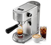 HIBREW H10B Lite Machine à Espresso Programmable avec Écran LED | Cafetière Compacte en Acier Inoxydable 20 Bars avec Buse Vapeur, Porte-Filtre 51mm pour Cappuccino et Latte