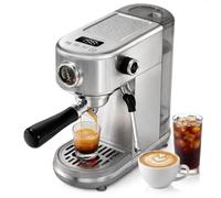 HIBREW H10B Machine à Espresso Programmable avec Écran LED et Manomètre | Cafetière Compacte en Acier Inoxydable 20 Bars avec Buse Vapeur, Porte-Filtre 51mm pour Cappuccino et Latte