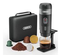 HIBREW H4A - Machine a Cafe Portable, 3 en 1 Cafetiere Expresso 12V, Compatible avec Capsules Nes* Original, DG*, Café Moulu, 60ml, 80W, Camping, Voiture (Premium,Noir)