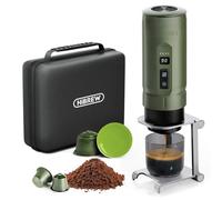 HIBREW H4C Explorer - Machine à expresso électrique portable, rechargeable par USB-C pour dosettes de café et café moulu, compacte pour la maison et les voyages, avec support pliable et étui de