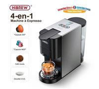HiBREW Machine à Café 4-en-1, Compatible Capsules DG & NES, Dosettes E.S.E, Café Moulu, Chaud/Froid, Réservoir 800ml