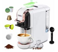 HiBREW Machine à Café 5-en-1 Blanc, 19 Bars, Compatible Multi-Capsules et Café Moulu, Arrêt Auto - Zéro Gaspillage