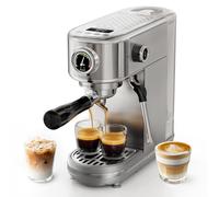 HIBREW Machine à expresso programmable, H10B, en acier inoxydable brossé, température et volume de tasse réglables, nettoyeur vapeur pour mousseur à lait