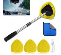Hicaly Windshield Cleaner, Car Window Cleaner Windshield Cleaner,2025 New in Inside Cleaning Supplies Car Cleaning Kit,with Reusable and Washable Microfiber Pads (1, Yellow)