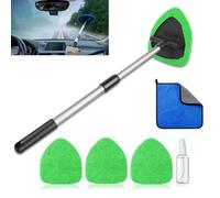 Hicaly Windshield Cleaner, Car Window Cleaner Windshield Cleaner，2025 New in Inside Cleaning Supplies Car Cleaning Kit,with Reusable and Washable Microfiber Pads (1, Green)