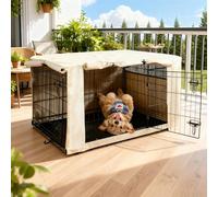 HiCaptain Housse de Cage en Polyester pour Chien - Housse de Niche Coupe-Vent Durable pour Cage métallique pour intérieur et extérieur (76,2 cm, Brun Clair)