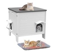 HiCaptain Niche pour chat d'extérieur résistante à l'hiver en plastique sauvage pour animaux de compagnie de petite et moyenne taille Housse blanche