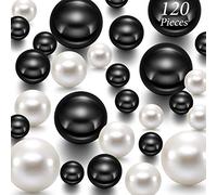 Hicarer 120 Pièces Perle pour Remplissage de Vase Ornements de Perles de Saint Valentin pour Perles de Maquillage de Vase pour Porte-Brosses Perles Rondes 14/20/30 Mm (Blanc Crémeux, Noir Brillant)