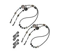 Hicarer 2 Pièces Chaîne de Lunettes Perlée Antidérapant Cordon de Retenue de Lunette de Soleil (Noir)