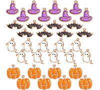 Hicarer 34 Pièces DIY Breloques D Halloween Pendentifs Breloques D Halloween en Alliage de Fabrication de Bijoux Citrouille Fantôme Chapeau de Sorcière pour Fête DIY Accessoire de Bijoux