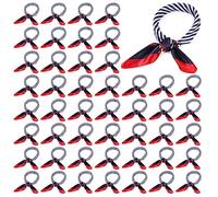 Hicarer 48 Foulards Carrés Nautiques en Rouge Blanc Bleu Écharpe en Soie Imitée Foulard d'Hôtesse Femme (Style Classique)