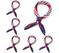 Hicarer 6 Écharpes Carrées Nautiques Foulard Marin Rouge Blanc Bleu Écharpe en Soie Imitée pour Hôtesse de l'Air (Frais)