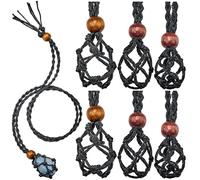 Hicarer 6 Pièces Cordons de Collier Porte-Pierre Vide Porte-Collier en Cristal de Quartz Cordon Réglable pour Pendentif (Noir, Marron, Beige, 0,98-1,38 Pouces)