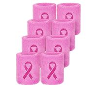 Hicarer 8 Pièces Bracelets de Ruban Rose Bandeau de Conscience au Cancer du Sein pour Fournitures de Sport Yoga Course (Rose)