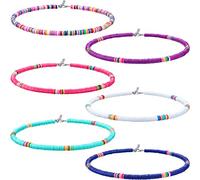 Hicarer Collier Ras du Cou en Perles, Ensemble de 6 Surfeur Heishi Coloré Bohème Occidental Tendance pour Femmes