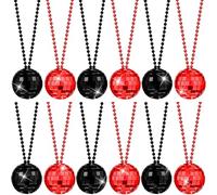 Hicarer Lot de 12 colliers boules disco pour fête des années 70 | Accessoires de fête rétro pour événements à thème, colliers goutte de boule, pendentifs miroir de 4,9 cm