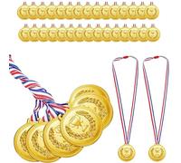 Hicarer Lot de 30 médailles de prix, en plastique doré, médailles de vainqueur de prix, médailles de prix, médailles de style olympique en métal pour le sport, la compétition, le spectacle de talent, l'orthographe, la gymnastique ou les fêtes d'anniversaire