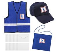 Hicarer Mailman Costume Adult Mail Carrier Kit Halloween Costume for Adults Career Cosplay Halloween Postal Accessories Set(L)