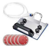 Hicarer Support de meuleuse d'angle à 5 lames pour carrelage à chanfreiner à 45° Outil de chanfreinage avec 5 lames de scie et un support d'angle de type 100 pour coupe de pierre en céramique