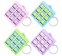 Hicarer Tic Tac Toe - Lot de 16 porte-clés en plastique pour enfants âgés de 8 à 12 ans, mini sac à dos, Saint-Valentin, fête d'anniversaire (rose, bleu, vert, violet)
