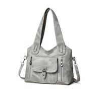 HICARRY Sac à main rétro pour femme - Grand sac à bandoulière - En cuir synthétique - Desigual Y2k - Vintage - Pour voyage, bureau, travail, gris clair