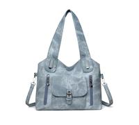 HICARRY Sac à main rétro pour femme - Grand sac à bandoulière - En cuir synthétique - Desigual Y2k - Vintage - Pour voyage, bureau, travail, bleu