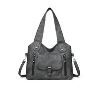 HICARRY Sac à main rétro pour femme - Grand sac à bandoulière - En cuir synthétique - Desigual Y2k - Vintage - Pour voyage, bureau, travail, gris foncé