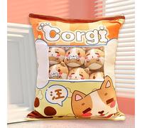 HICAS Cute Snack Pillow Animaux en Peluche Jouets, Mignon Peluche Poupées Oreiller, Pudding Décoratif Amovible Kitty Doll Creative Toys Teen Girl Kids Anniversaire (Chien)