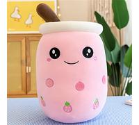 HICAS Peluche Bubble Tea, Kawaii Bubble Tea Peluche Oreiller de Dessin Animé Poupées en Peluche Drôle à Thé au Lait pour Enfant Cadeau d'anniversaire Rose 35cm