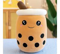 HICAS Peluche Bubble Tea, Kawaii Bubble Tea Peluche Oreiller de Dessin Animé Poupées en Peluche Drôle à Thé au Lait pour Enfant Cadeau d'anniversaire Marron 24cm