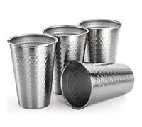 Hiceeden Lot de 4 tasses à eau en acier inoxydable de 500 ml, gobelets à eau en métal pour boissons froides et chaudes pour café, fête, bar, restaurant, maison, incassables