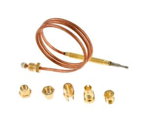 Hicello Thermocouple Gaz Universel 60cm M6x0,75, Thermocouple de Sécurité avec Écrous de Connection M8x1/M9x1/M10x1/11-32UNS, Dispositif de Sécurité pour Chauffage Gazinière Brasero Four Chauffe-Eau