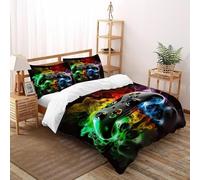 HICENST Manette de Jeu Housse De Couette 3 Pièces Game Theme Imprimé De Couvre-Lit Microfibre pour Chambre À Coucher Doux Et Confortable avec 2 Taie d'oreiller Double（200x200cm）