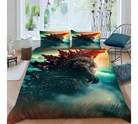 HICEXOR Brouillard Godzilla Imprimé Parure De Lit Microfibre De 3 Pièces Animal Theme Wildlife Housses De Couettes Et 2 Taie d'oreiller King（220x240cm）