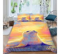 HICEXOR Ciel Phoque Housse De Couette 3 Pièces Animal Theme Marine Animals Parure De Lit Linge De Lit Microfibre pour Adulte Et Enfant avec Taies d'oreiller King(220x240cm)