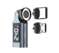 HiCHN Adaptateur magnétique PD 240 W 9 broches USB C rotatif à 540 degrés, pointes de type C et MicroUSB, chargement USB C et transmission de données USB 2.0 pour smartphone, ordinateur portable (1