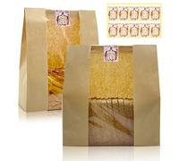 HiCivan Lot de 25 sacs à pain extra larges en papier kraft marron pour pain fait maison avec fenêtre et autocollant pour pain au levain surdimensionné, pain surdimensionné, pâtisseries, emballage
