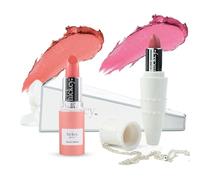 Hickey Lipstick Lot de 2 : rouge à lèvres rose clair et corail sans gluten, hydratant et durable, rouge à lèvres végétalien pour femmes avec caden rose clair et corail 1 O