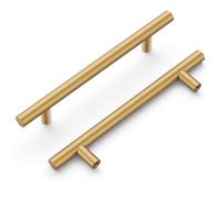 Hickory Hardware Heritage Lot de 10 poignées d'armoire en acier inoxydable pour portes d'armoire de cuisine, tiroirs de commode, coiffeuse de salle de bain, 128 mm de centre à centre, laiton brossé