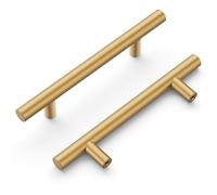 Hickory Hardware Lot de 10 poignées d'armoire de cuisine, poignées de tiroir pour portes et tiroirs de commode, quincaillerie pour salle de bain, laiton brossé, collection Essentials