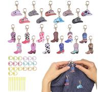 HICOHAND Lot de 21 breloques marqueurs de point de cowboy occidentales en alliage émaillé pour chapeaux, bottes de cowboy occidental, outils pour tissage, couture, femmes et adultes