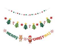 HICOHAND Lot de 3 bannières « Merry Christmas » pour sapin de Noël - Bannière en feutre rouge et vert - Guirlande pour fête du Nouvel An