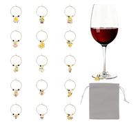 HICOHAND Lot de 30 breloques pour verre à vin - 15 styles - Thème abeille - Marqueurs d'identification réutilisables pour verres à vin - Pour anniversaire, mariage, fête