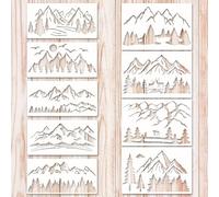 HICOHAND Pochoirs pour L'Artisanat 9 PCS Modèle de Pochoir de Montagne Modèles de Dessin Réutilisables pour Meubles en Tissu Mur Bricolage Artisanat