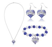 HICOHAND ZPB Sorority Parure de bijoux 1 ensemble de bijoux en forme de cœur en cristal avec collier, bracelet, boucles d'oreilles, attirail de sororité, cadeaux pour femmes plus fines