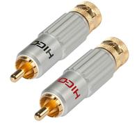 HICON CM13 HI-CM13-BLK/RED Lot de 2 fiches RCA avec verrouillage de barrette à compression