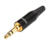 HICON Mini prise jack 3,5 mm avec douille coudée compacte mâle stéréo à souder - HI-J35S05 + KS38 (avec protection anti-pliure)