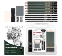 hicoosee 19 pcs Professional Art, Crayons de Dessin avec Crayons à Croquis, Crayon Graphite, Artiste Set Malette Dessin Enfants, Adultes et Artistes Débutants