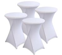 hicoosee 4 pièces Housse de Table Ronde Extensible, Ø 80-85 cm Housse Mange Debout pour Mariage Hôtel Restaurant Table de Brasserie Haute de Bistrot Jardin Restaurent Bar, Blanc