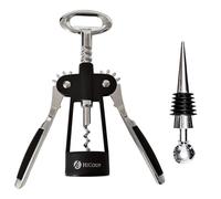 HiCoup Tire Bouchon à Levier - Décapsuleur Professionnel à Ailettes - Ouvre Bouteille de Vin avec Coffret Cadeau, Noir